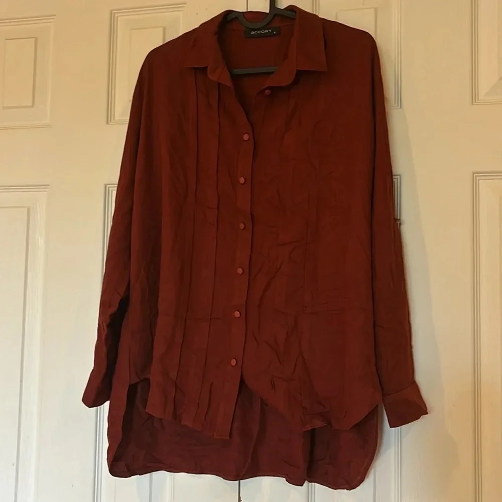Accort Loose long sleeve button down Batman Tunic top Sz M - Picture 3 of 12